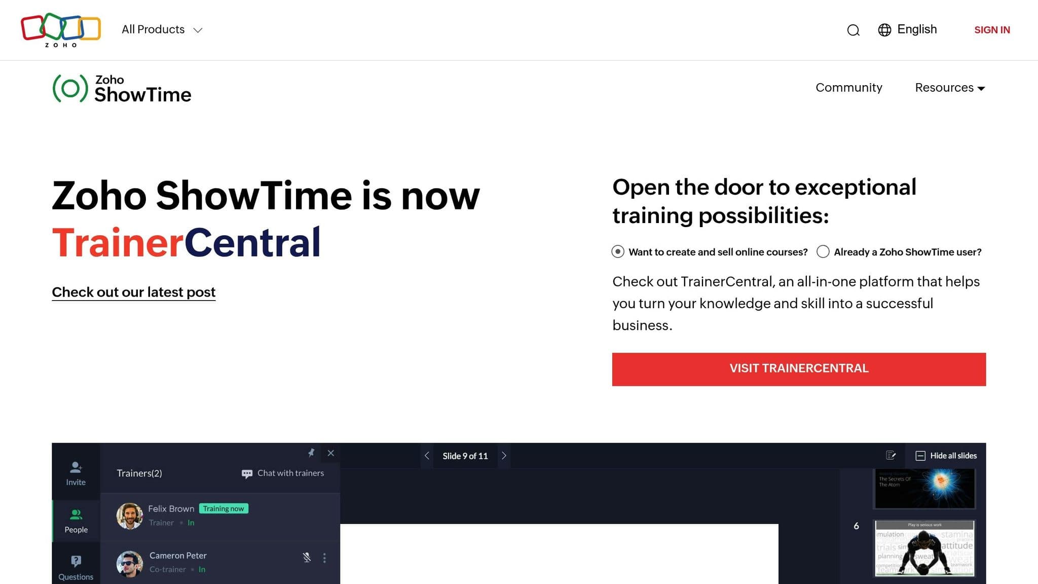 Zoho ShowTime: Record and Replay Training