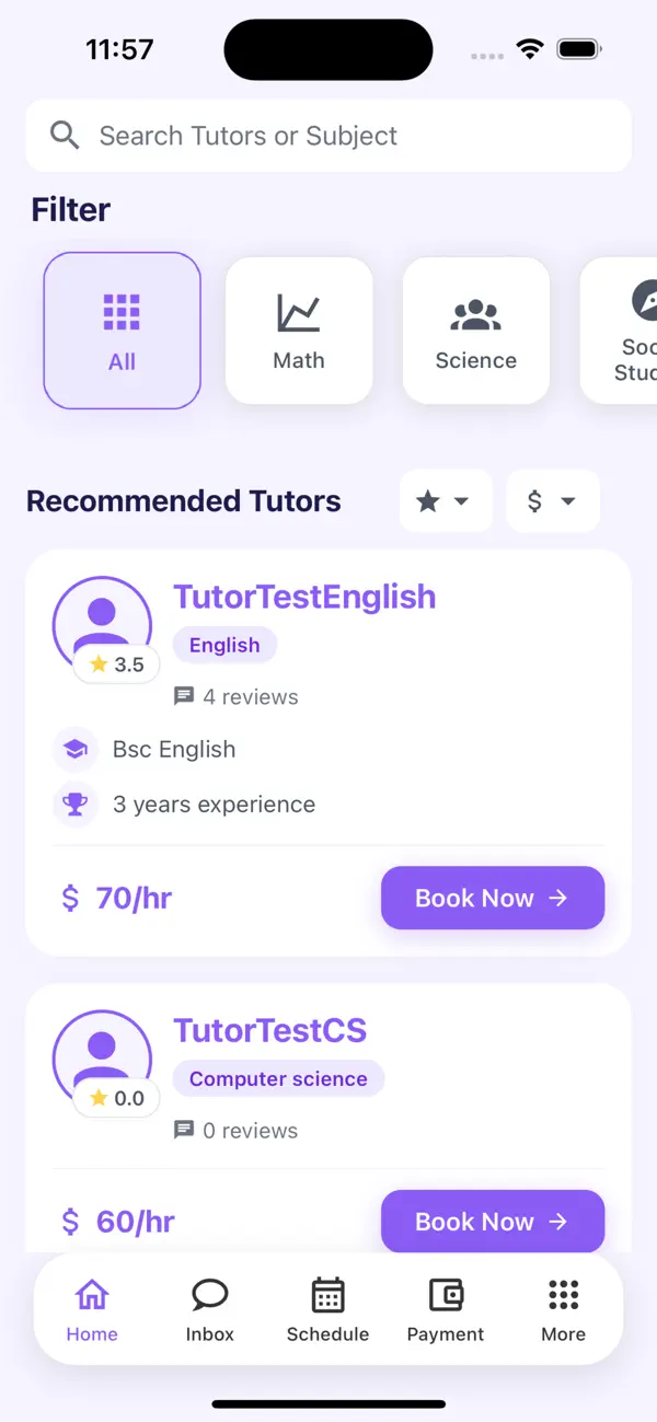 529 Tutor mobile app screen