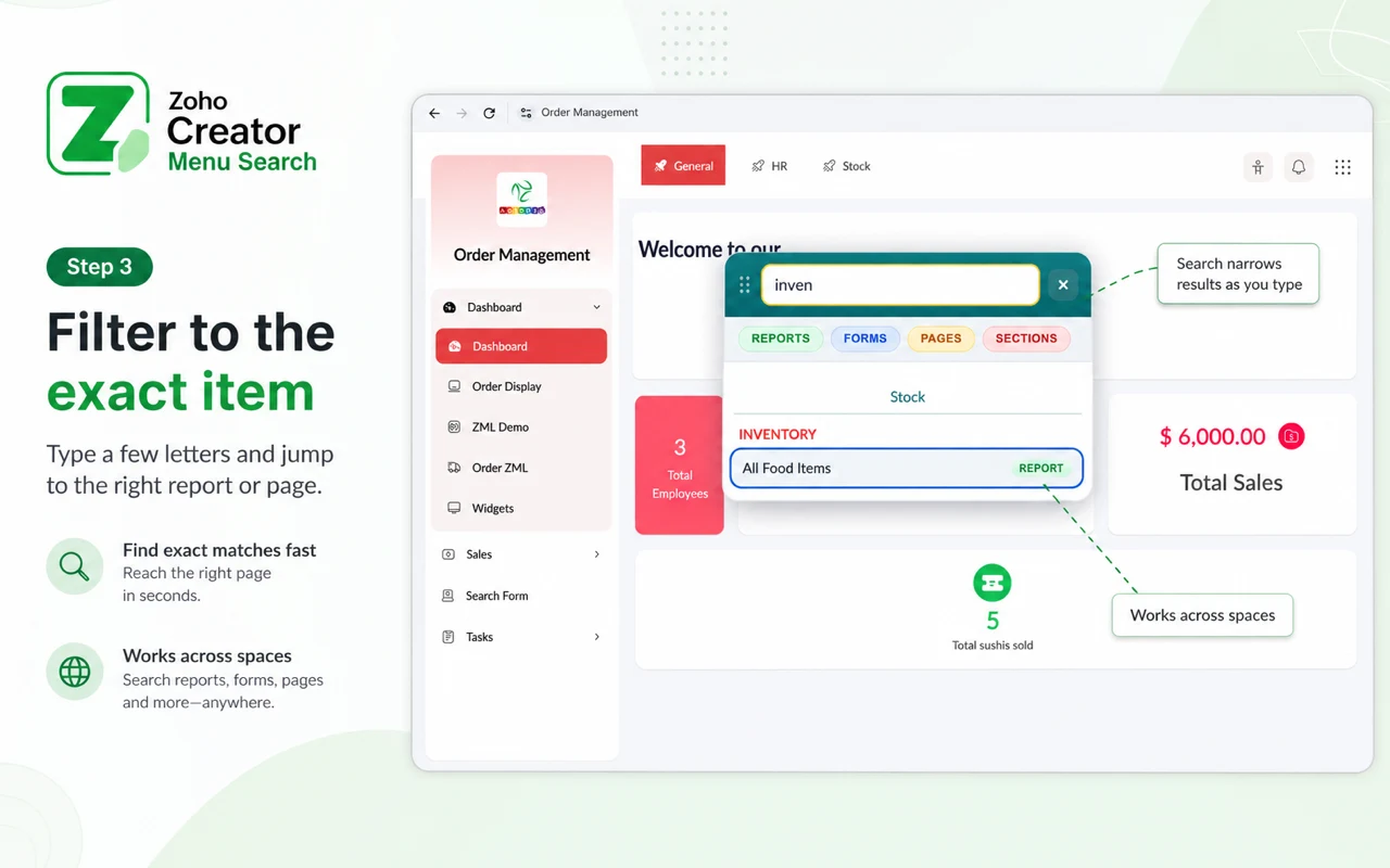 Zoho Creator Menu Search — slide 4