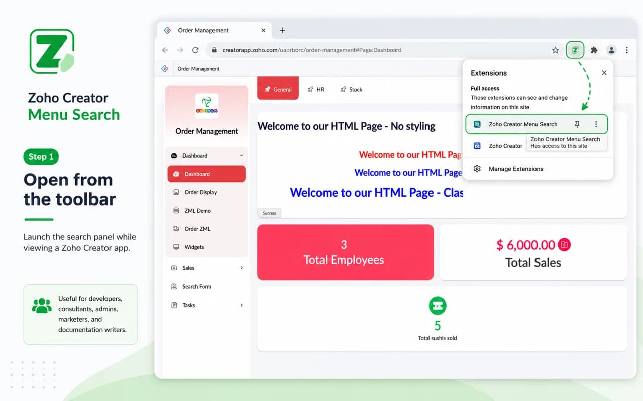 Zoho Creator Menu Search — slide 2