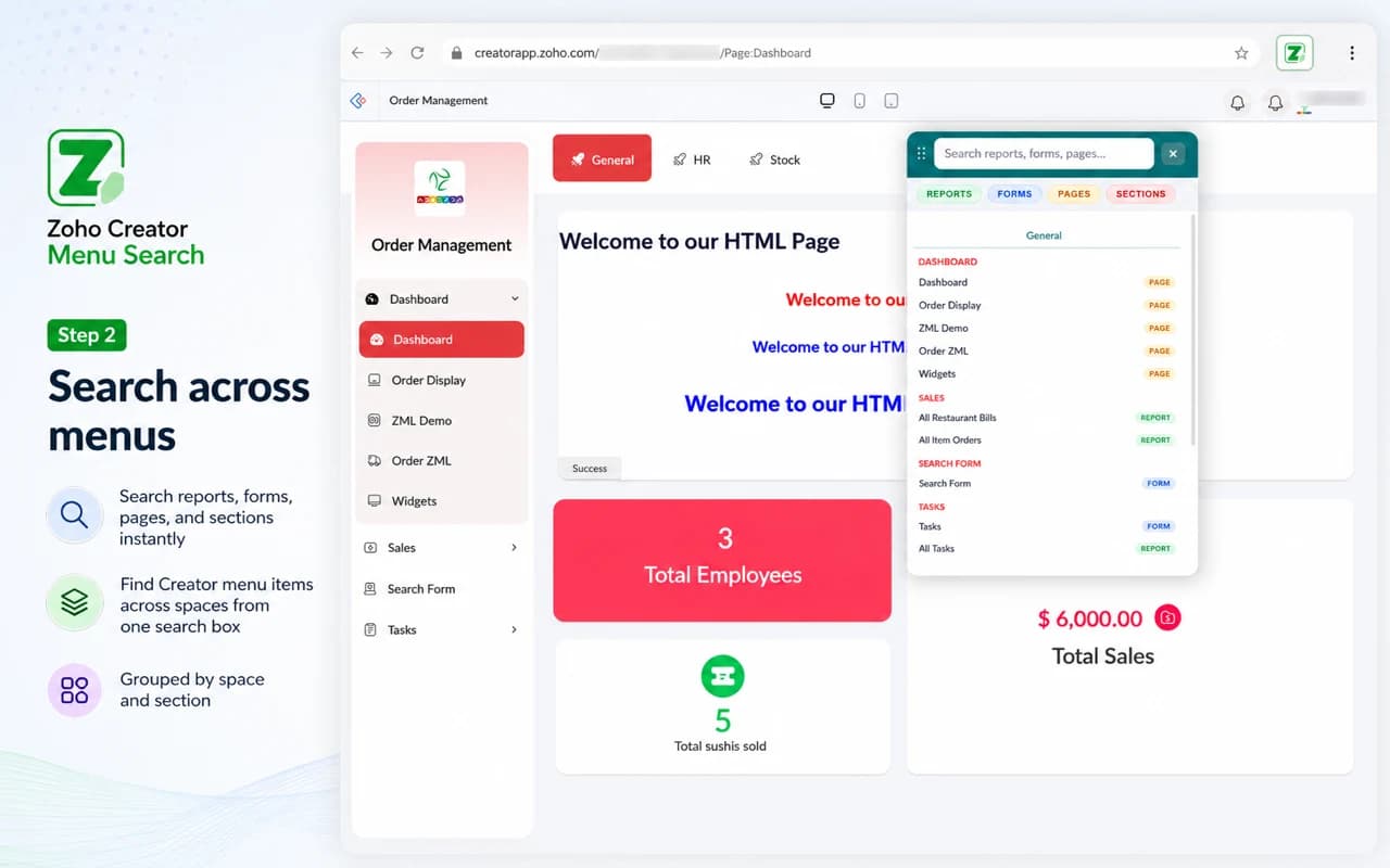 Zoho Creator Menu Search — slide 3